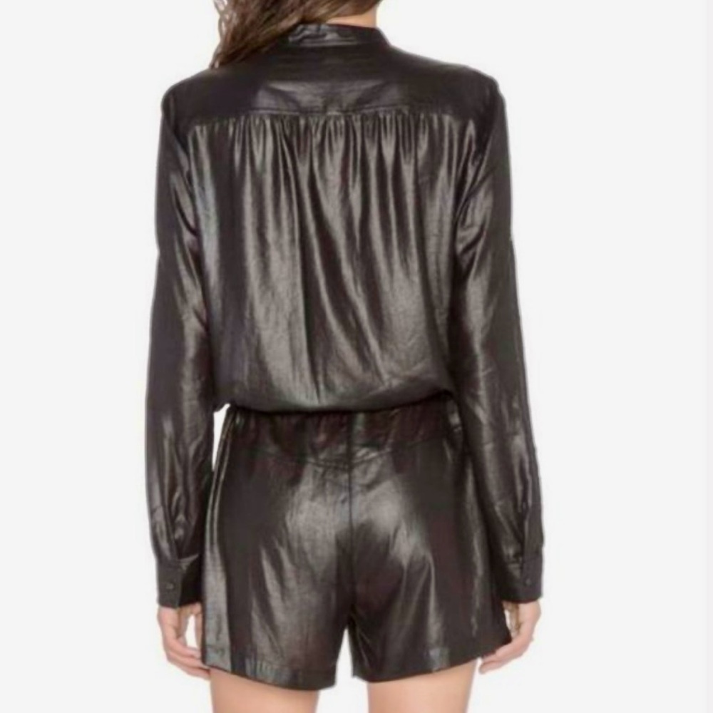 BCBGMaxAzria Minna Metallic Black Romper Size Small - Picture 4 of 11